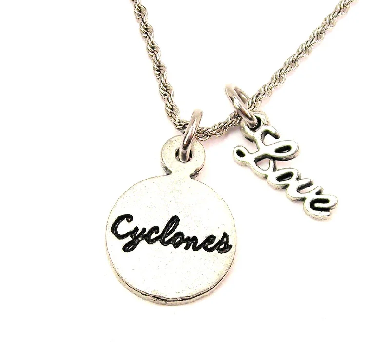 Silver Chain Necklace with Pendant-Cyclones 20" Chain Necklace With Cursive Love Accent