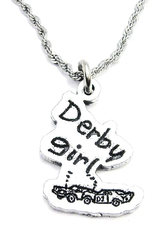 Adjustable Chain Necklace-Derby Girl Crashed Cars Single Charm Necklace