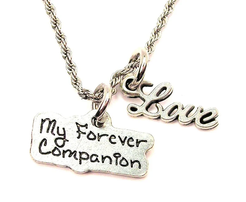 Personalized Family Necklace-My Forever Companion 20" Chain Necklace With Cursive Love Accent