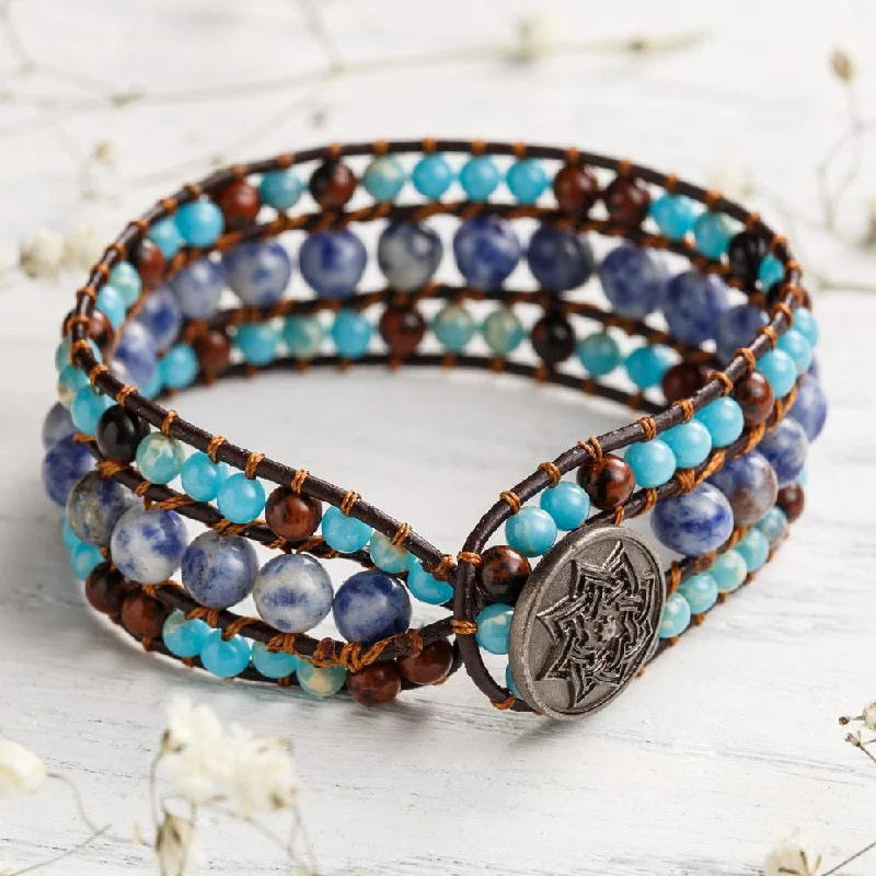 Silver Beaded Bracelet-Earth & Sky Mandala Bracelet