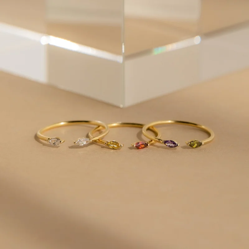 Personalized Promise Ring-Duo Marquise Birthstone Ring