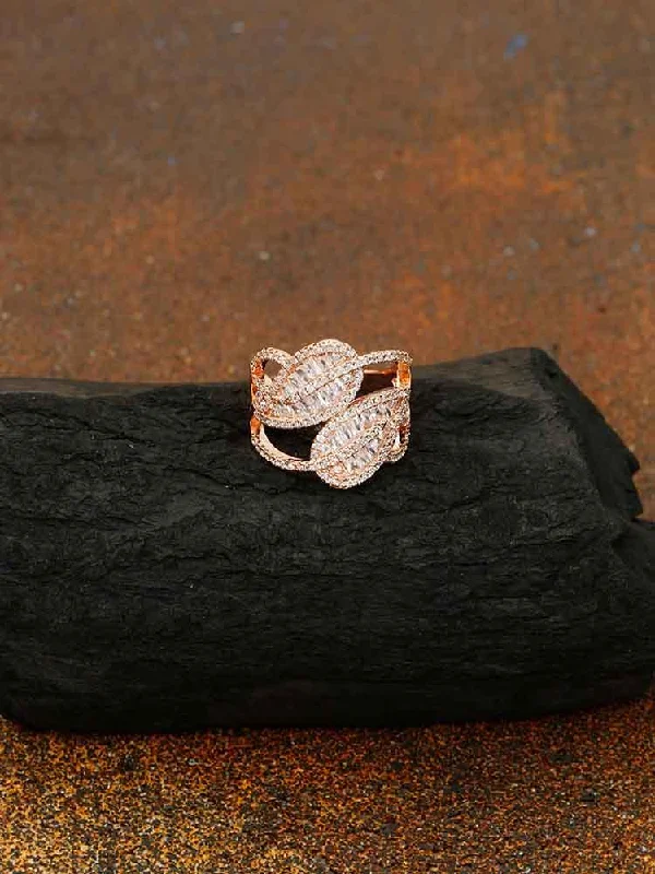 Luxury Wedding Ring-Rose Gold Vibhur Zirconia Ring - EOSS