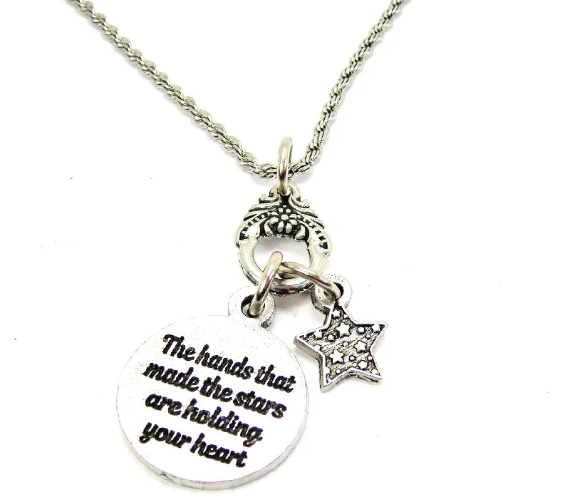 Unique Pendant Necklace-The Hands That Made The Stars Are Holding Your Heart Necklace