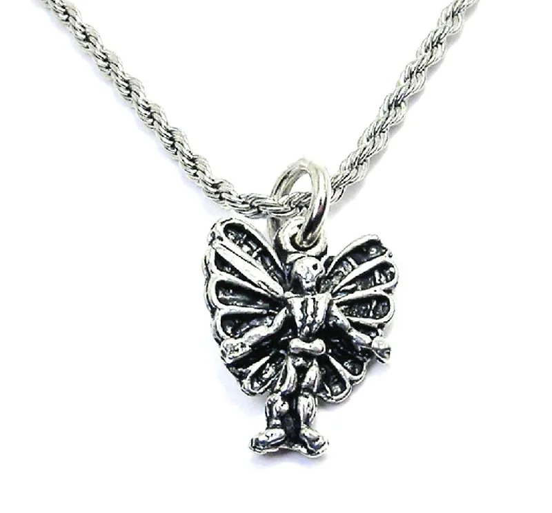 Birthstone Pendant Necklace-Butterfly Skeleton Single Charm Necklace