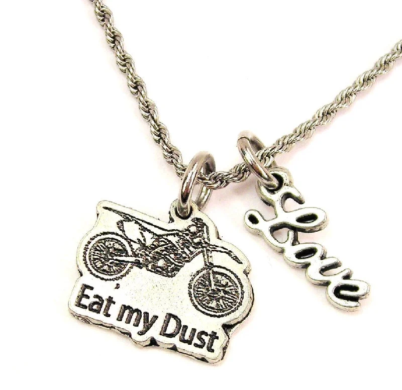 Classic Gold Necklace for Women-Eat My Dust 20" Chain Necklace With Cursive Love Accent