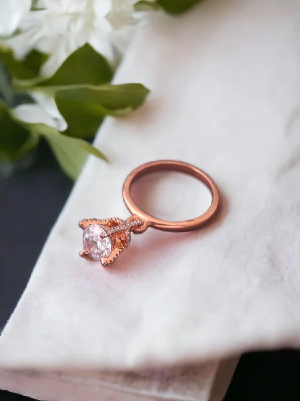 Women’s Gemstone Ring-Rose Gold Nupoor Zirconia Ring - EOSS