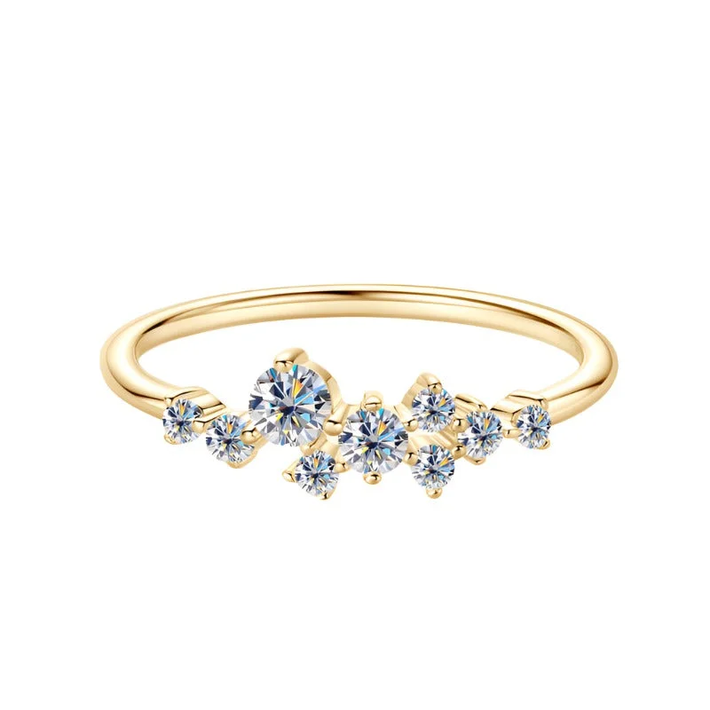 Wedding Ring Set with Diamonds-Starry Night Ring | Moissanite | S925