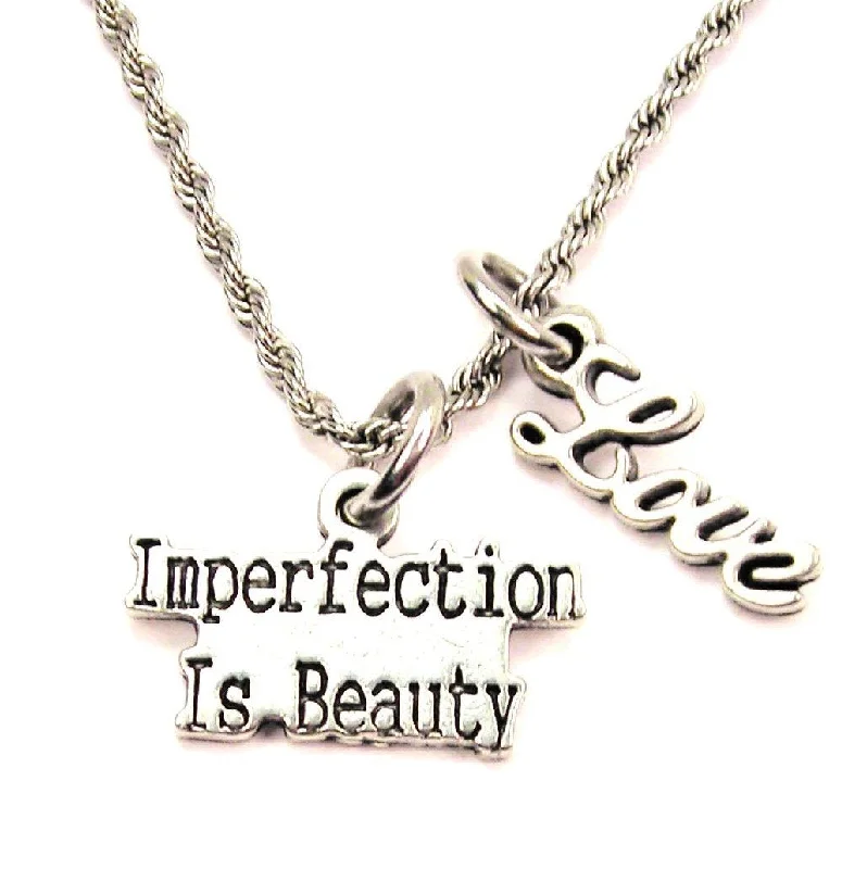 Designer Diamond Necklace-Imperfection Is Beauty 20" Chain Necklace With Cursive Love Accent