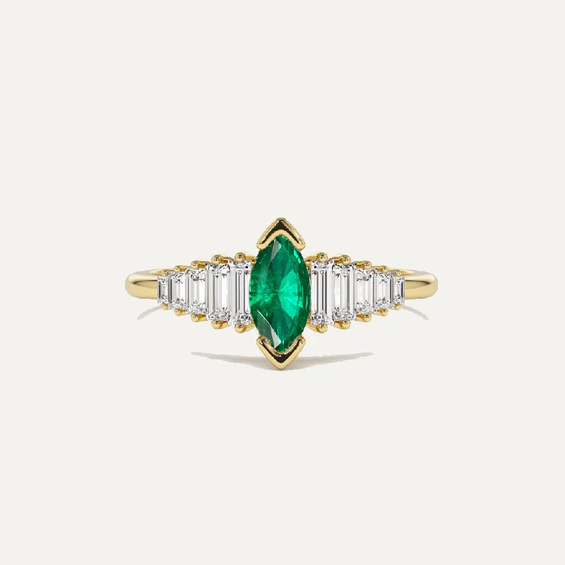 Black Diamond Engagement Ring-18K Gold Ultimate Emerald & Diamond RIng