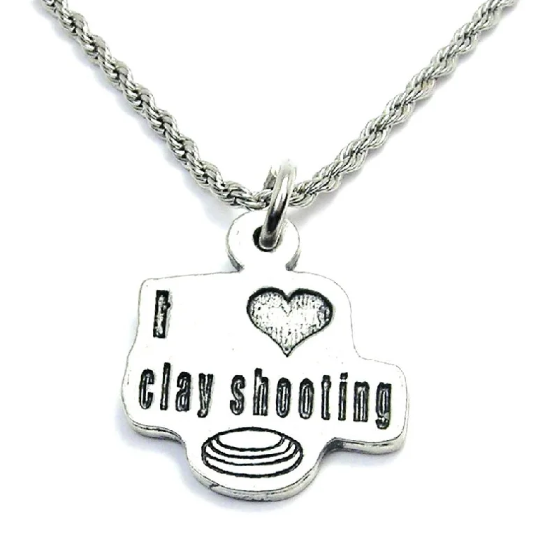 Birthstone Necklace for Women-I Love Clay Shooting Single Charm Necklace