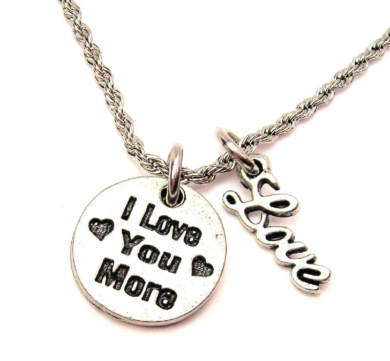 Black Pearl Necklace-I Love You More 20" Chain Necklace With Cursive Love Accent