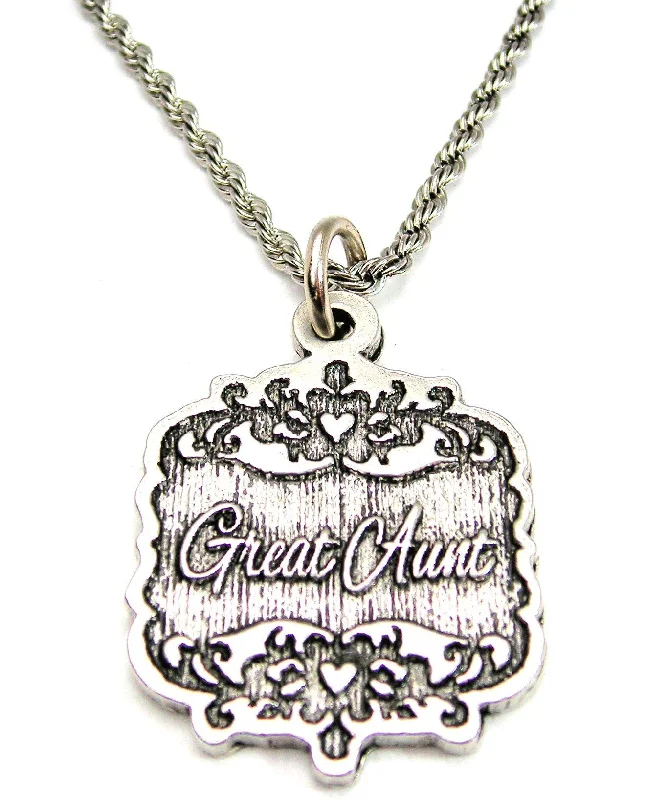 Luxury Pendant Necklace-Great Aunt Victorian Scroll Single Charm Necklace