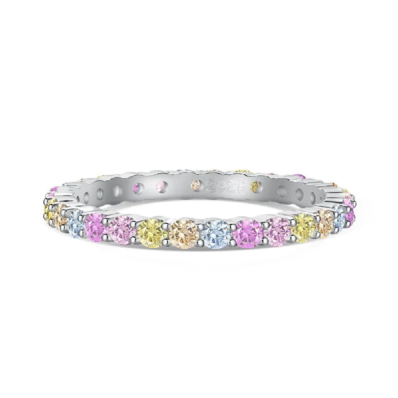 Heart-Shaped Engagement Ring-Delicate Stackable Pastel Eternity Ring Band | S925 | CZ