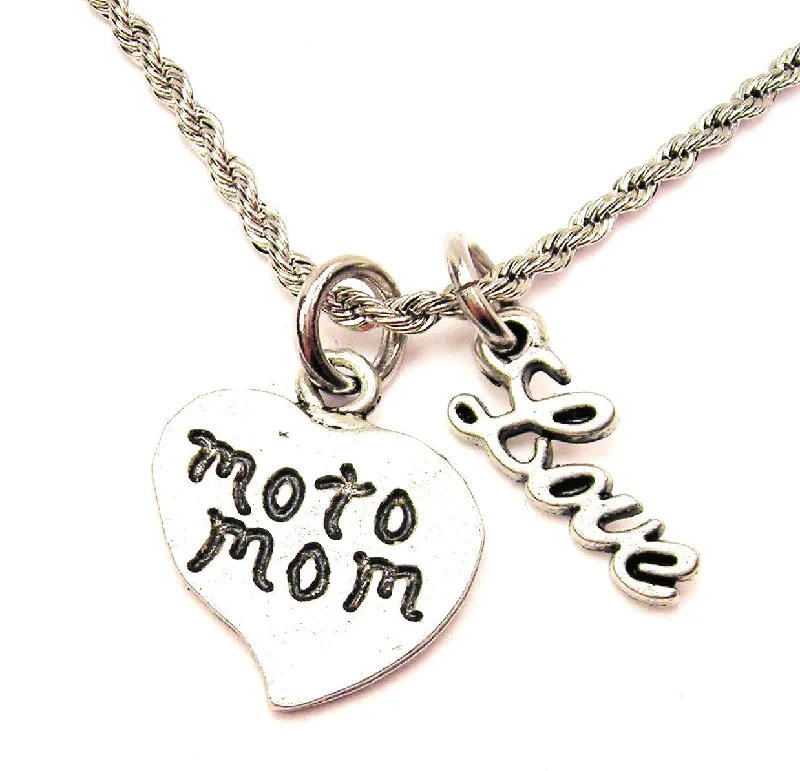 Women’s Fashion Necklace-Moto Mom 20" Chain Necklace With Cursive Love Accent