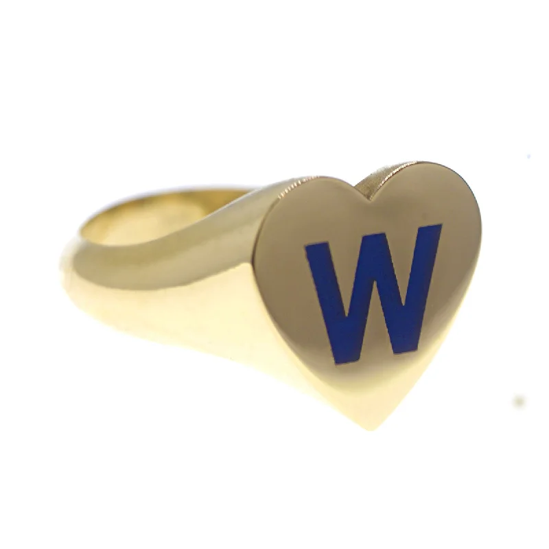 Handmade Gold Ring-Custom Heart Enamel Initial Ring