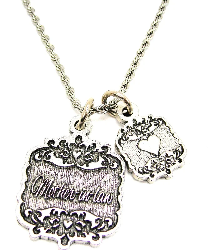 Unique Gold Necklace for Women-Mother-In-Law Victorian Scroll With Victorian Accent Heart 20" Chain Necklace