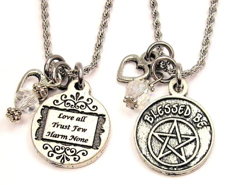 Retro Gold Necklace-Wiccan Blessed Be Set Of 2 Rope Chain Necklaces