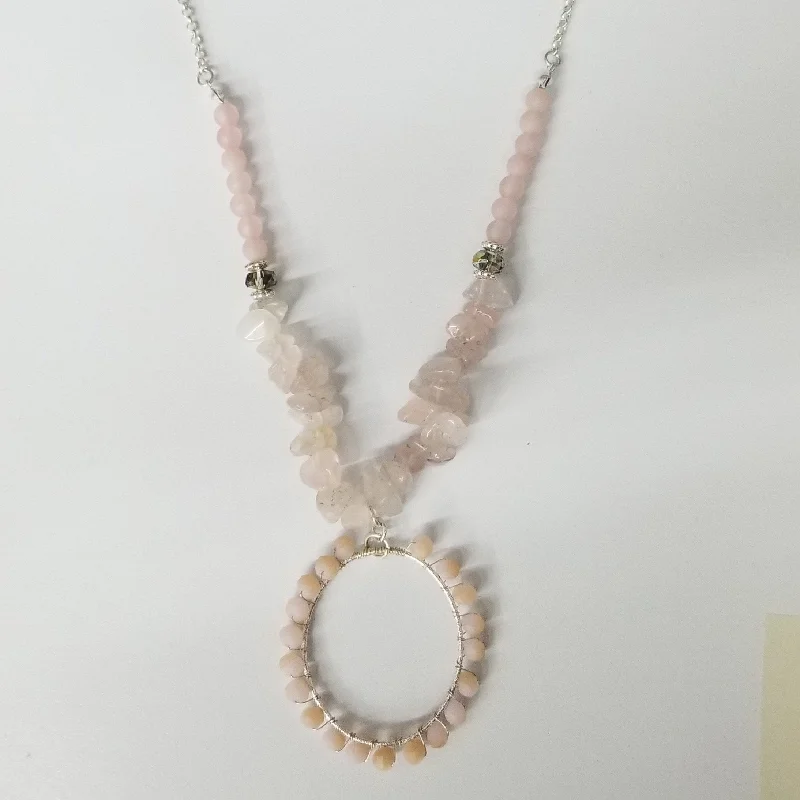 Women’s Chain Necklace-Simply Noelle Catch the Wave Beaded Necklace - Rose