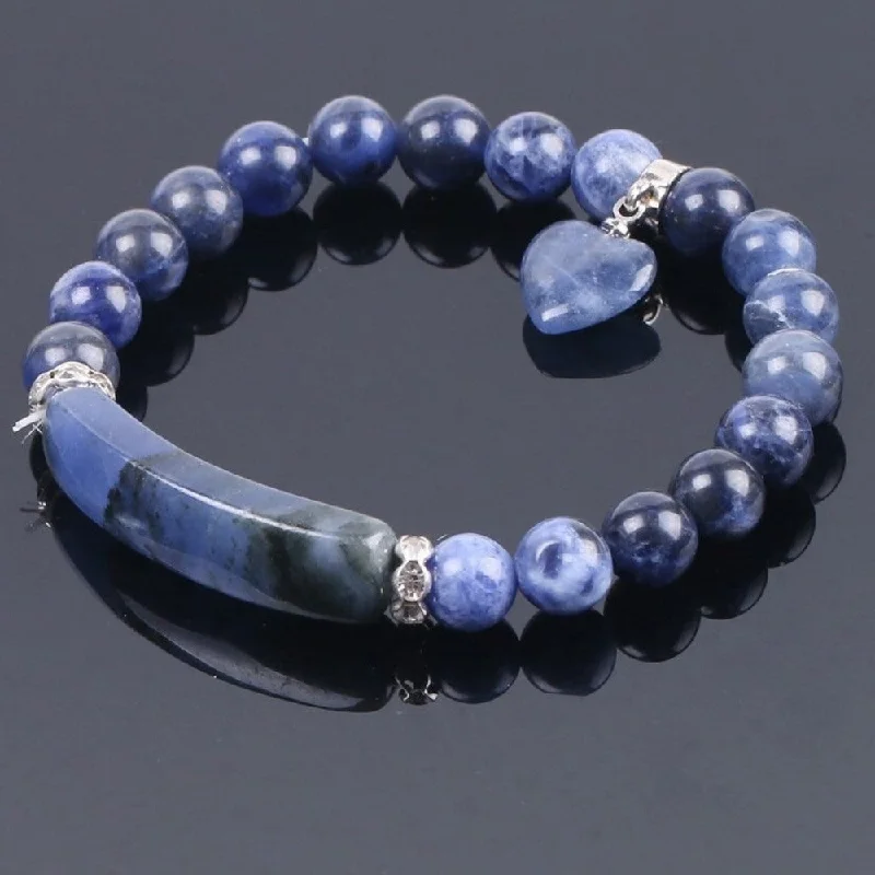 Custom Engraved Bracelet for Men-Blue Sodalite Crystal Bracelet