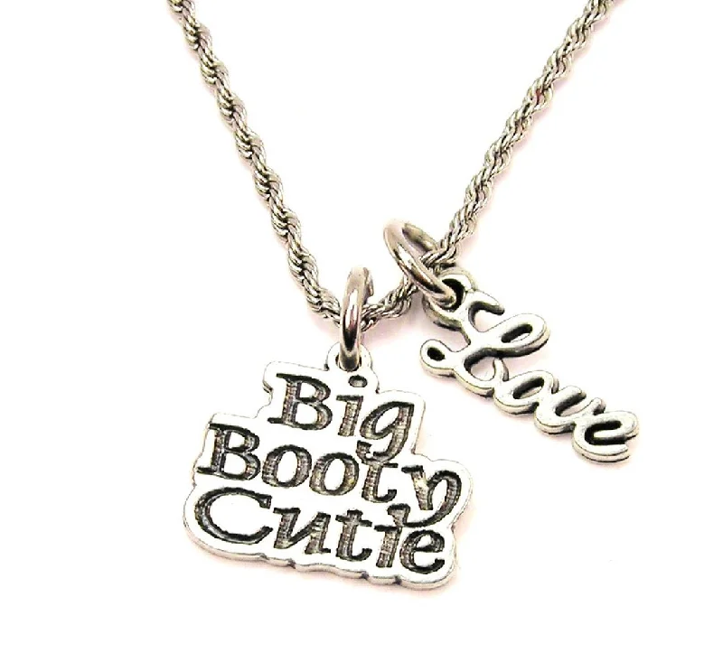 Wedding Necklace for Bride-Big Booty Cute 20" Chain Necklace With Cursive Love Accent