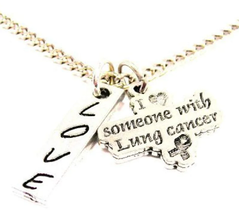 Elegant Gold Pendant Necklace-I Love Someone With Lung Cancer Love Stick Necklace