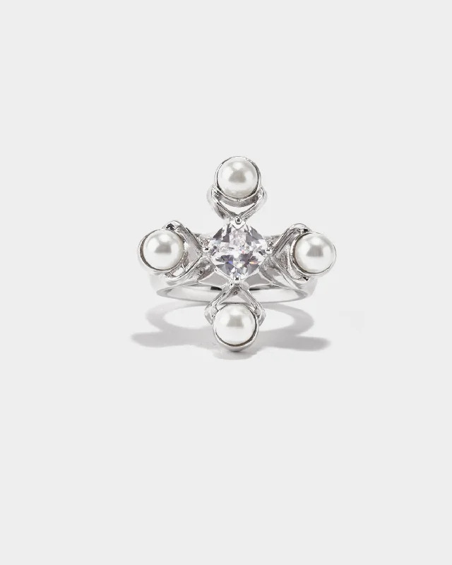 Simple Silver Ring for Women-RADIANCE Cross-shaped Ring