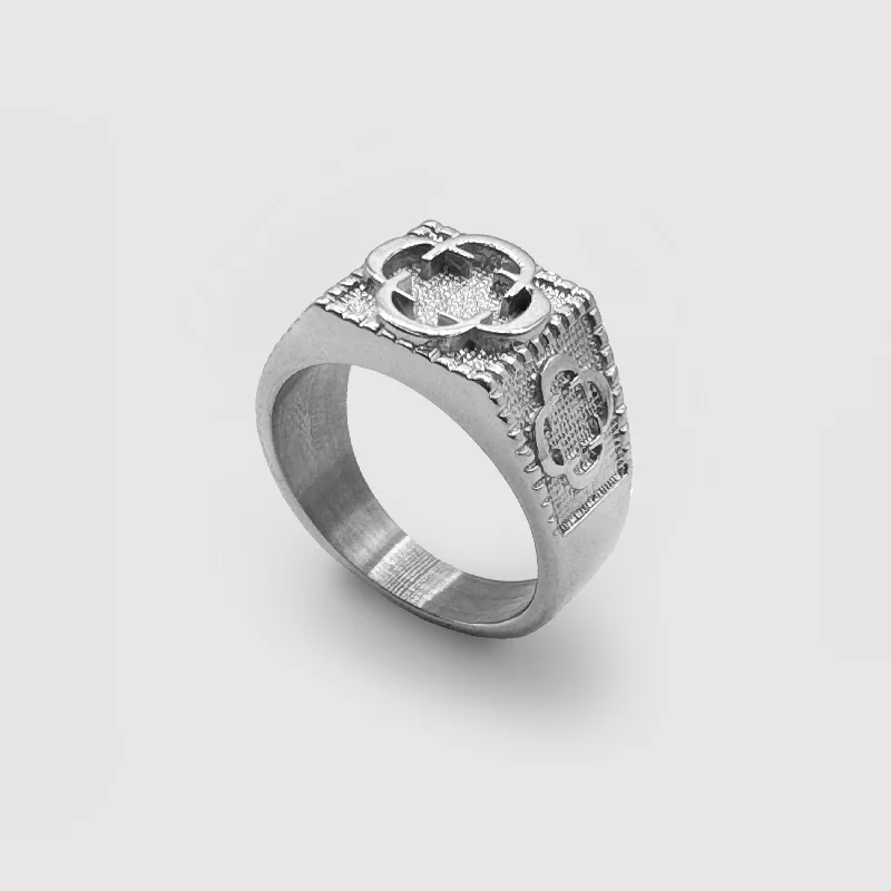 Titanium Wedding Ring-Clover Sovereign Ring (Silver)