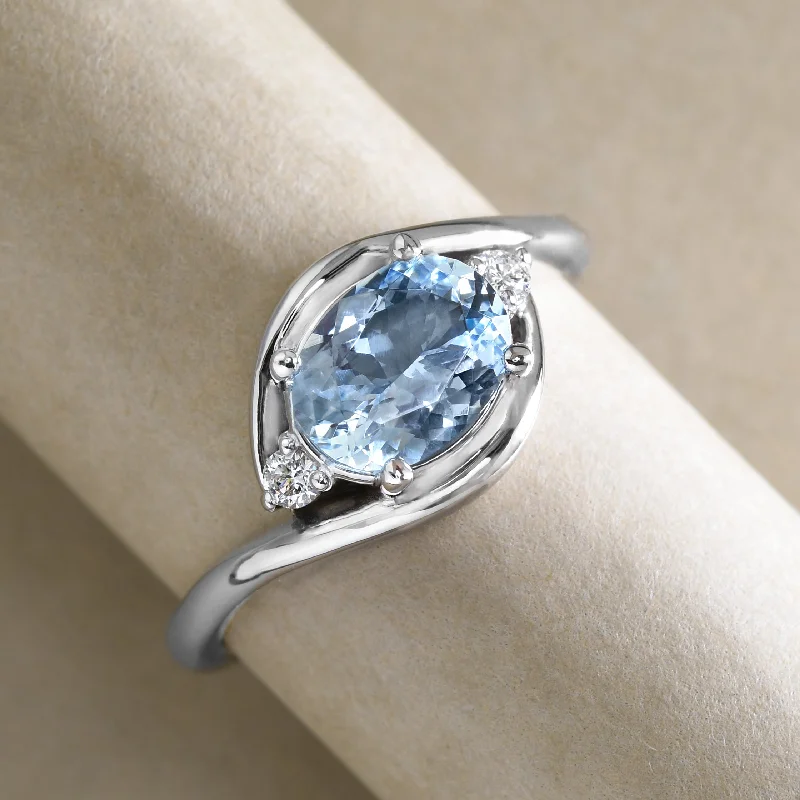 Oval Engagement Ring-"Big Hug" Ring In Aquamarine