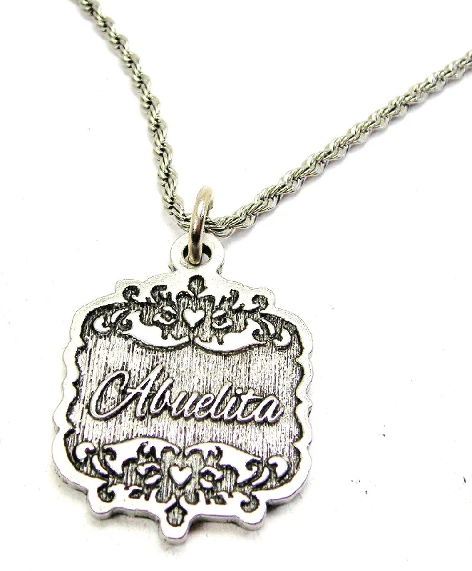 Bridal Pendant Necklace-Abuelita Victorian Scroll Single Charm Necklace