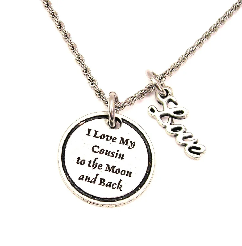 Layered Chain Necklace-I Love My Cousin To The Moon And Back 20" Chain Necklace With Cursive Love Accent