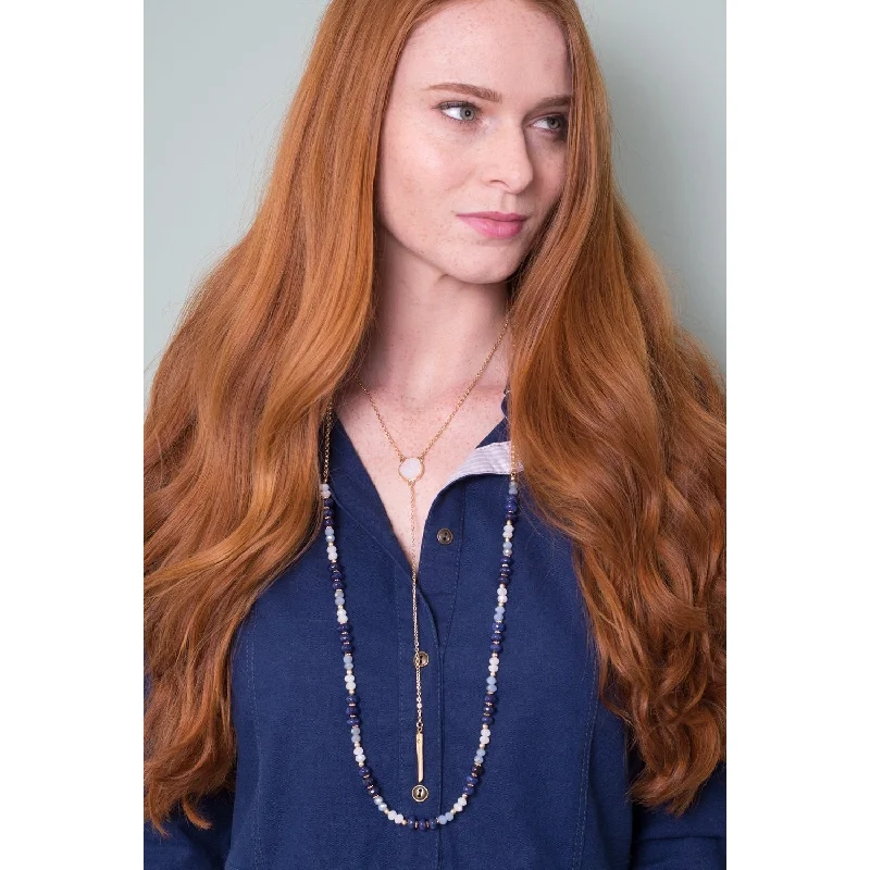 Bridal Necklace Set-Simply Noelle Rock On Drop Necklace - Navy