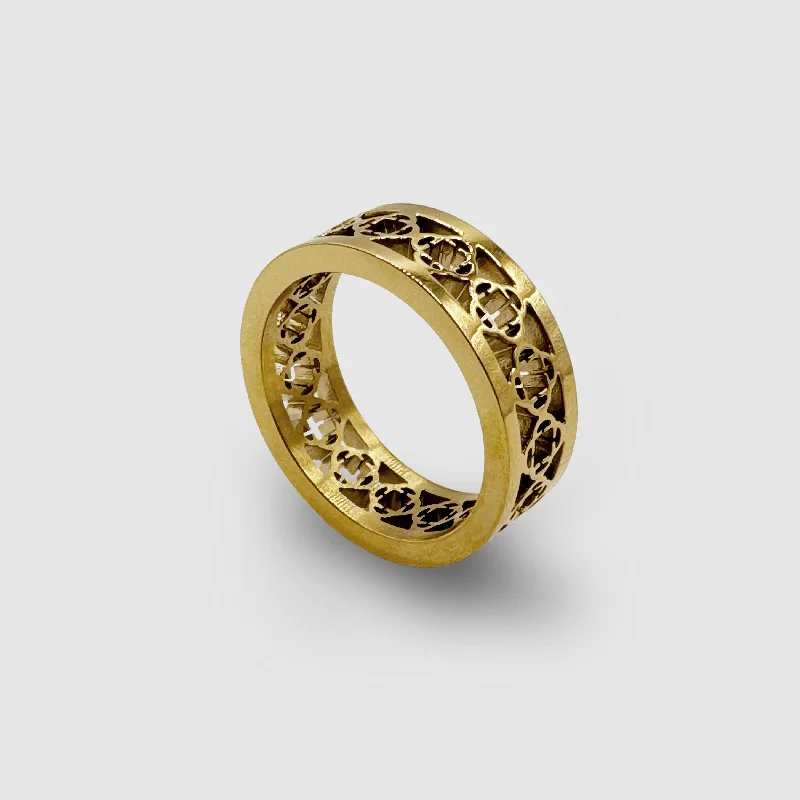 Antique Gold Ring-Clover Band Ring (Gold)