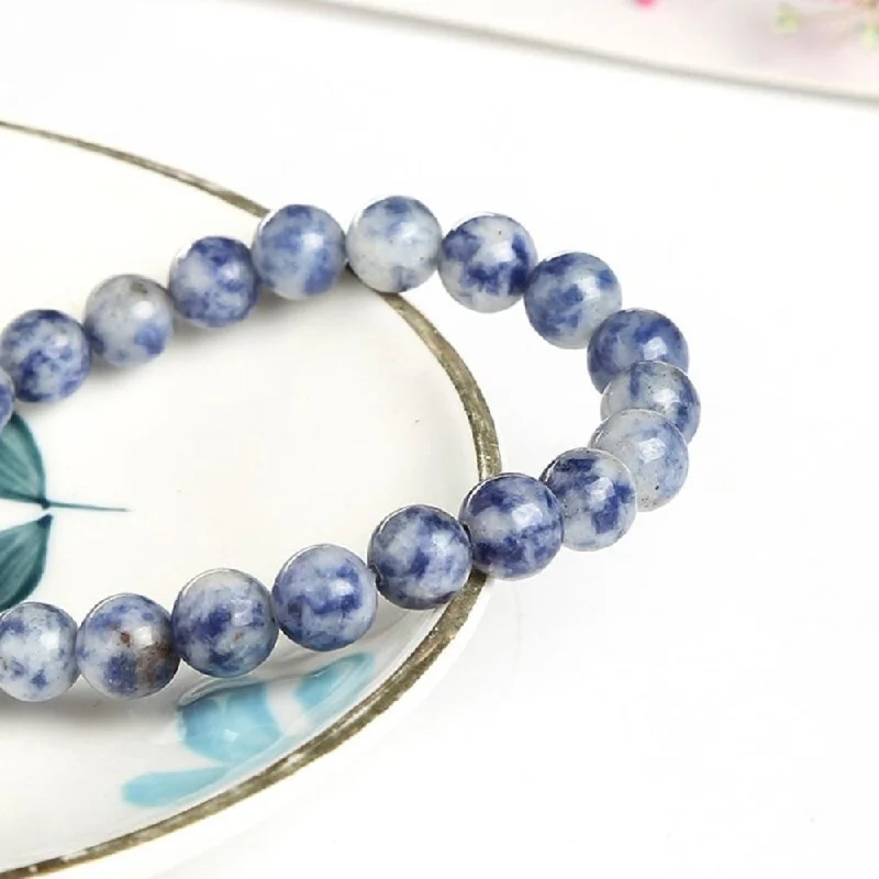 Diamond Bangle for Women-Blue Sodalite Bead Bracelet