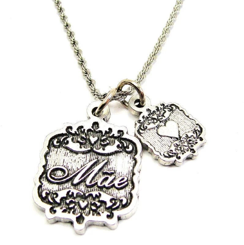 Custom Family Tree Necklace-Mae Victorian Scroll With Victorian Accent Heart 20" Chain Necklace