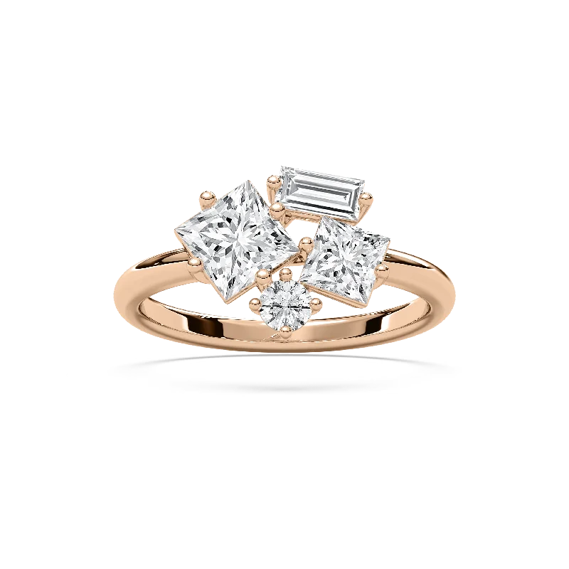 Customizable Wedding Ring-Duo Princess Diamond Band