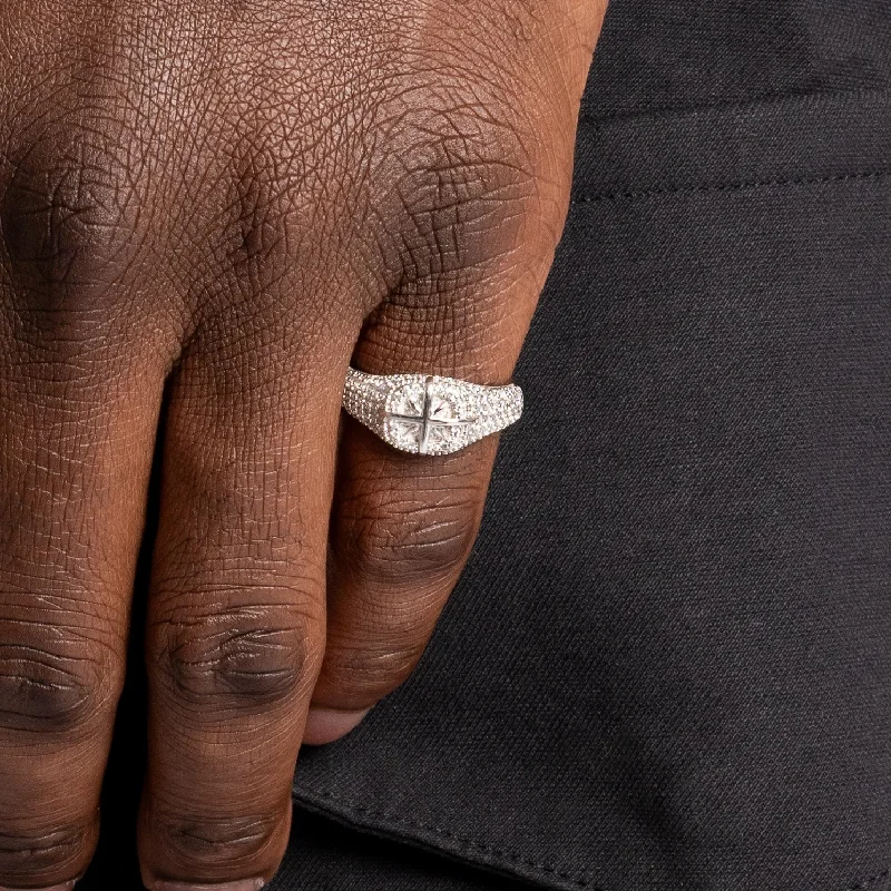 Custom Diamond Promise Ring-Iced Compass Ring