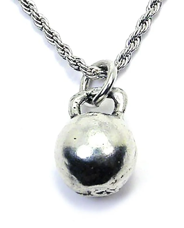 Layered Chain Necklace-Large Kettlebell Single Charm Necklace