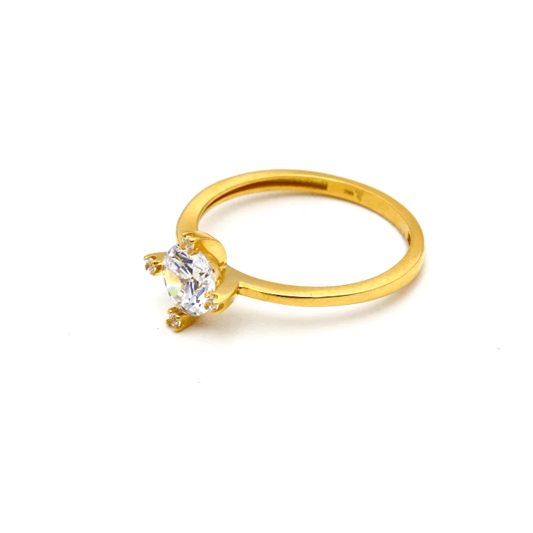 Chunky Gold Ring-Real Gold Solitaire Ring 0056 (SIZE 6) R1995