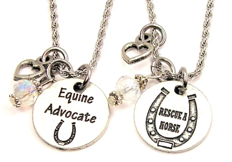 Custom Initial Necklace-Horse Rescue Set Of 2 Rope Chain Necklaces