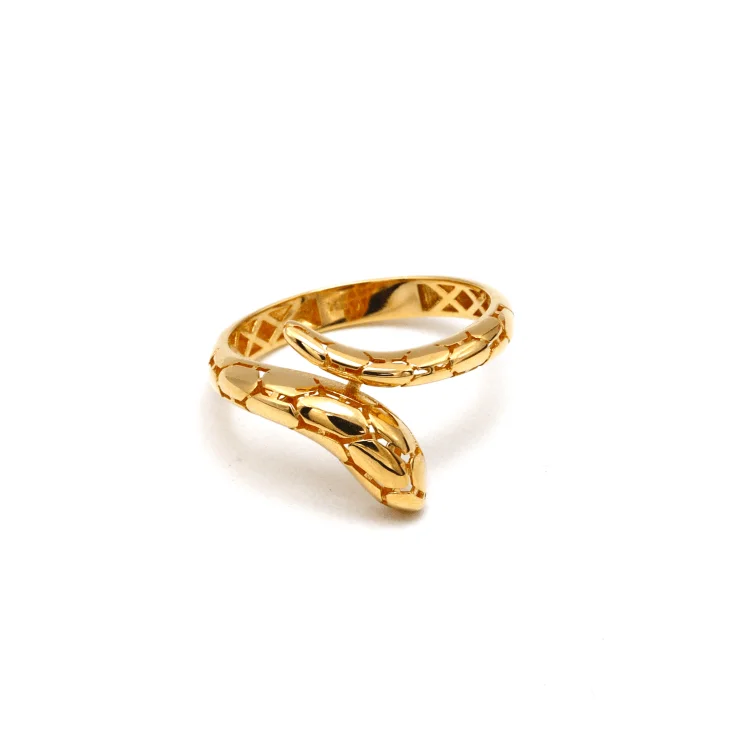 Green Emerald Ring-Real Gold Luxury Serpenti Viper Snake Ring (Size 6) - Model 0259 R2496