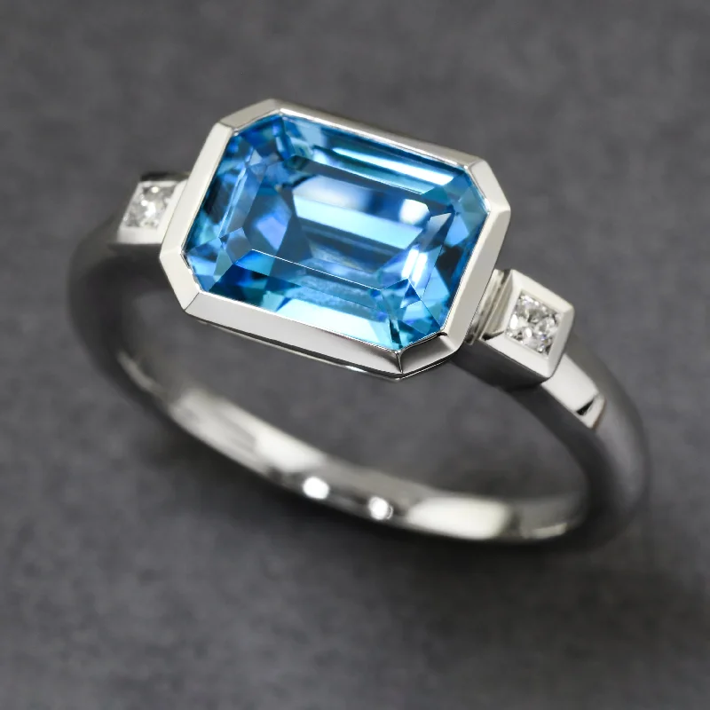 Men’s Wedding Ring with Engraving-Blue Topaz Dolce Ring