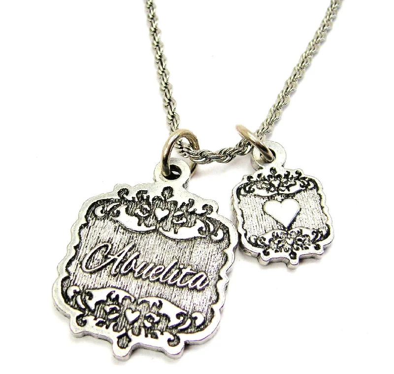 Delicate Chain Necklace-Abuelita Victorian Scroll With Victorian Accent Heart 20" Chain Necklace