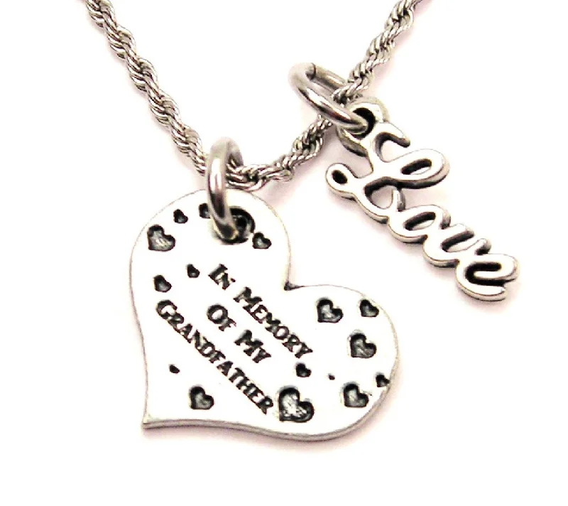 Casual Silver Necklace-In Memory Of My Grandfather 20" Chain Necklace With Cursive Love Accent