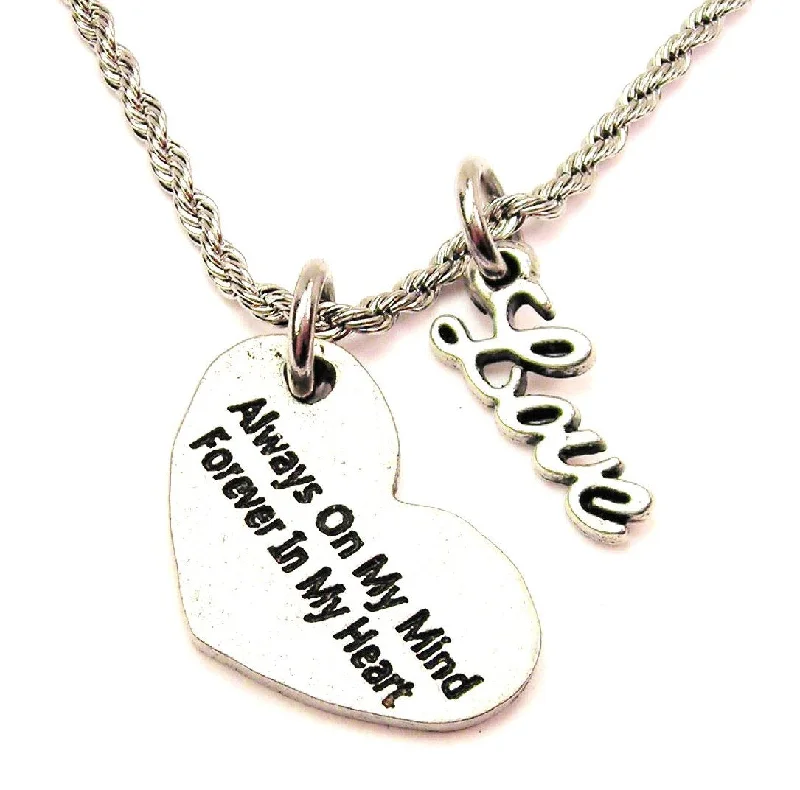 Adjustable Necklace-Always On My Mind Forever In My Heart 20" Chain Necklace With Cursive Love Accent