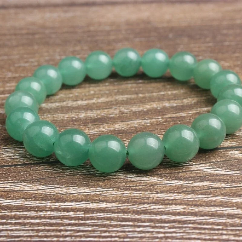 Handcrafted Silver Bracelet-Green Aventurine Bead Bracelet