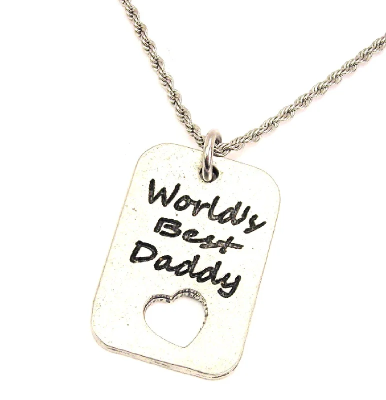 Natural Gemstone Necklace-World's Best Daddy Dog Tag Single Charm Necklace