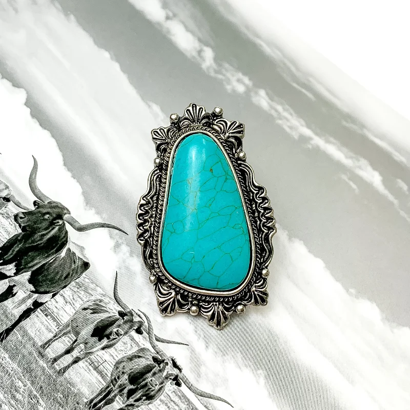 Men’s Customizable Ring-Large Faux Turquoise Stone Cuff Ring