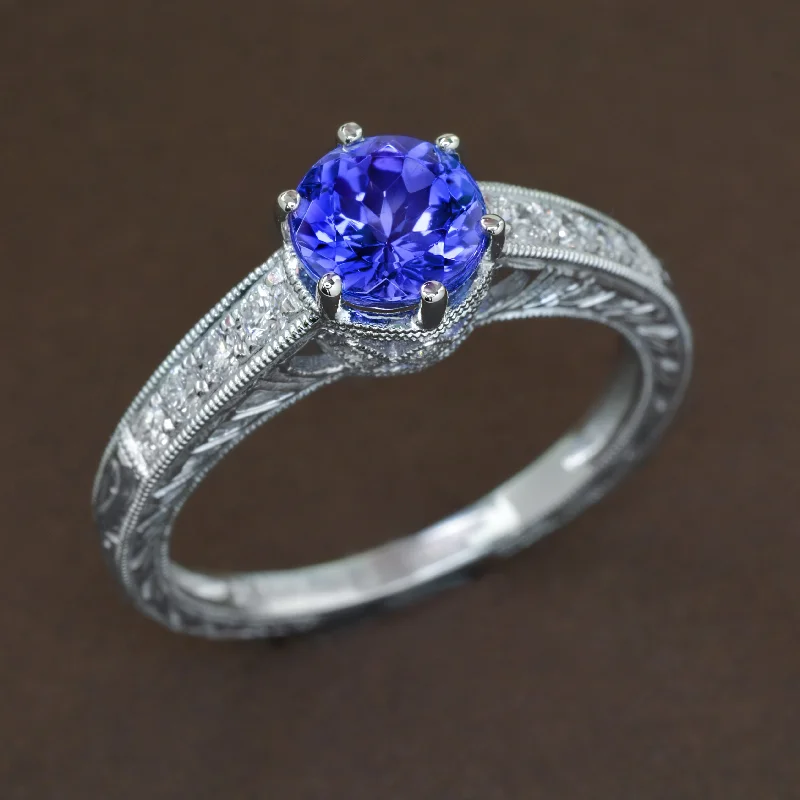 Custom Wedding Ring Set-Tempting Tanzanite Ring