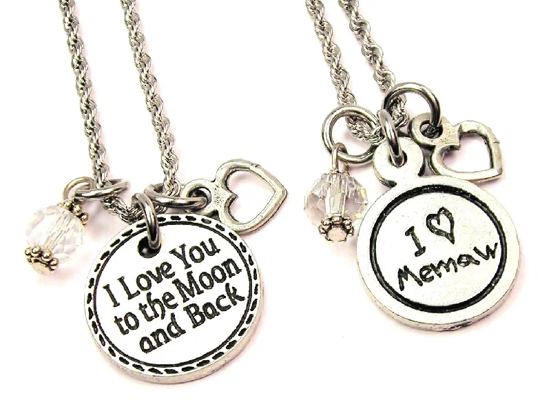 Customizable Gold Necklace-Love For Memaw Set Of 2 Rope Chain Necklaces