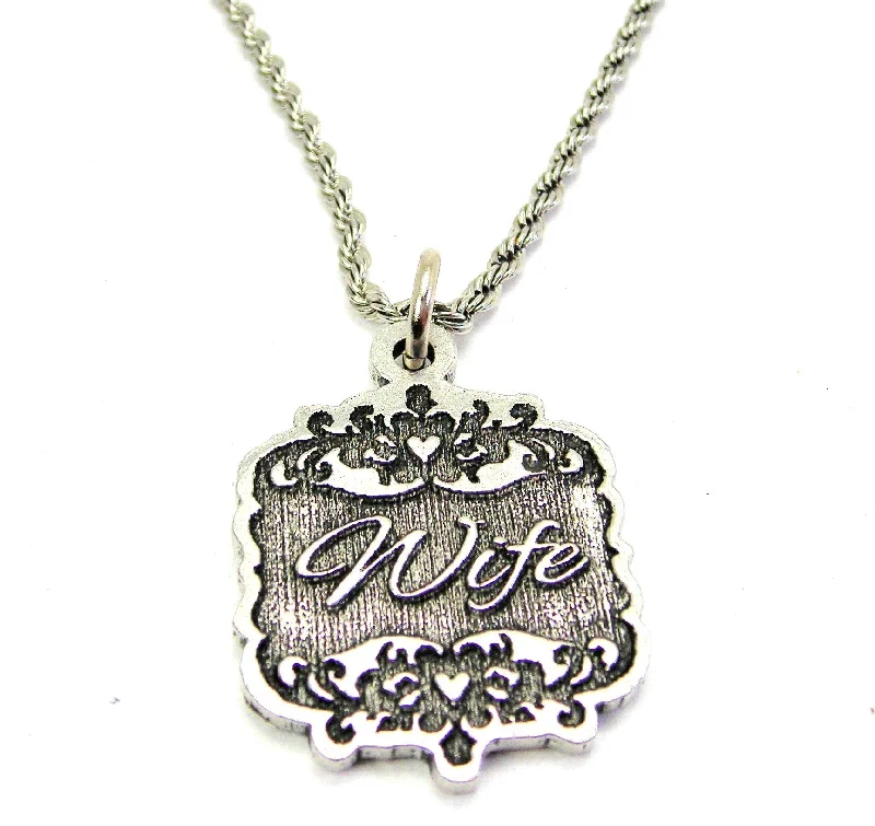 Pearl Choker Necklace-Wife Victorian Scroll Single Charm Necklace